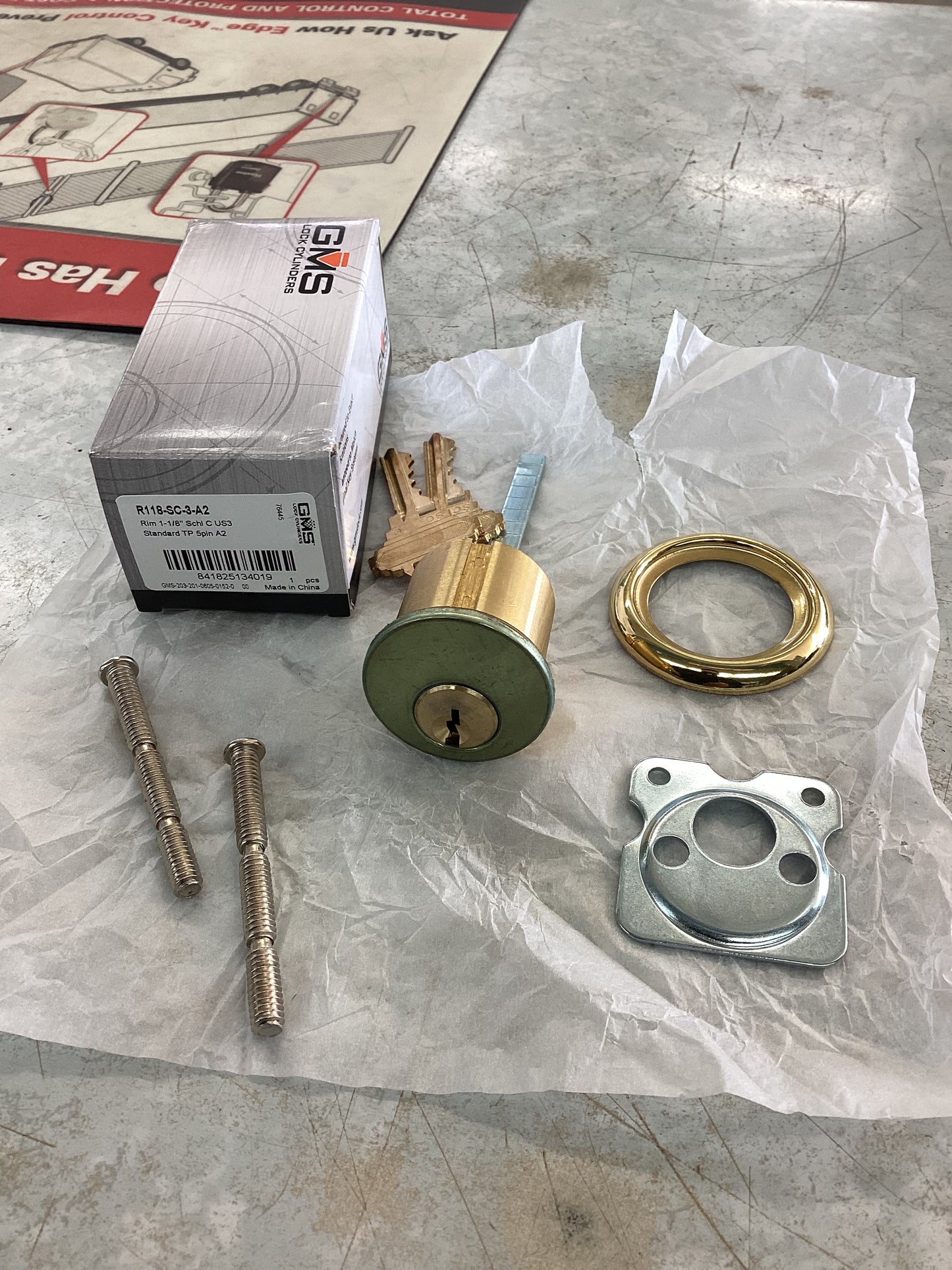 Rim Cylinder US3 1-1/8”